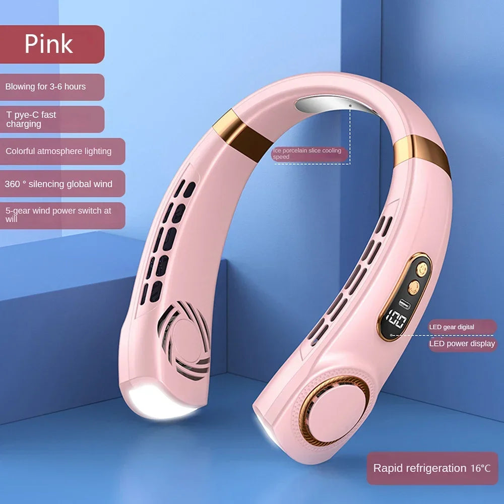 Mini Hanging Neck Fan | Portable USB Rechargeable Air Cooler with Digital Display - FitZone360