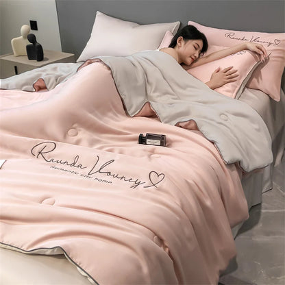 Air Conditioning Blanket | Premium Washable Ice Silk Summer Quilt Set