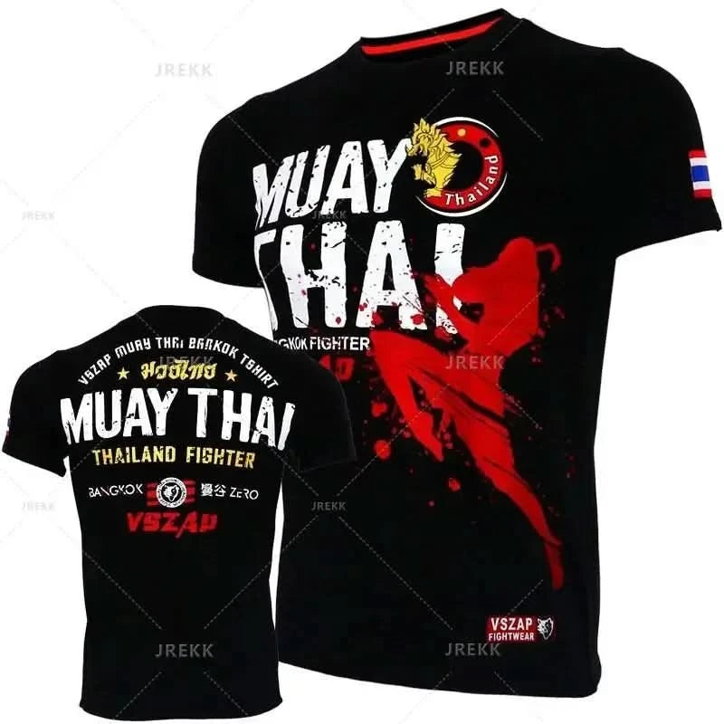 Fashion Muay Thai Sports T-Shirt for Men – Lightweight, Breathable Fitness & Combat Training Tee - FitZone360