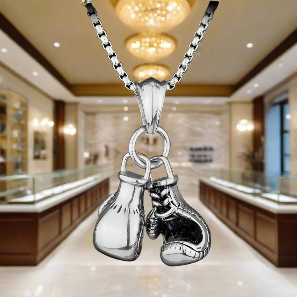 Vintage Boxing Gloves | Titanium Gold Plated Necklace - FitZone360