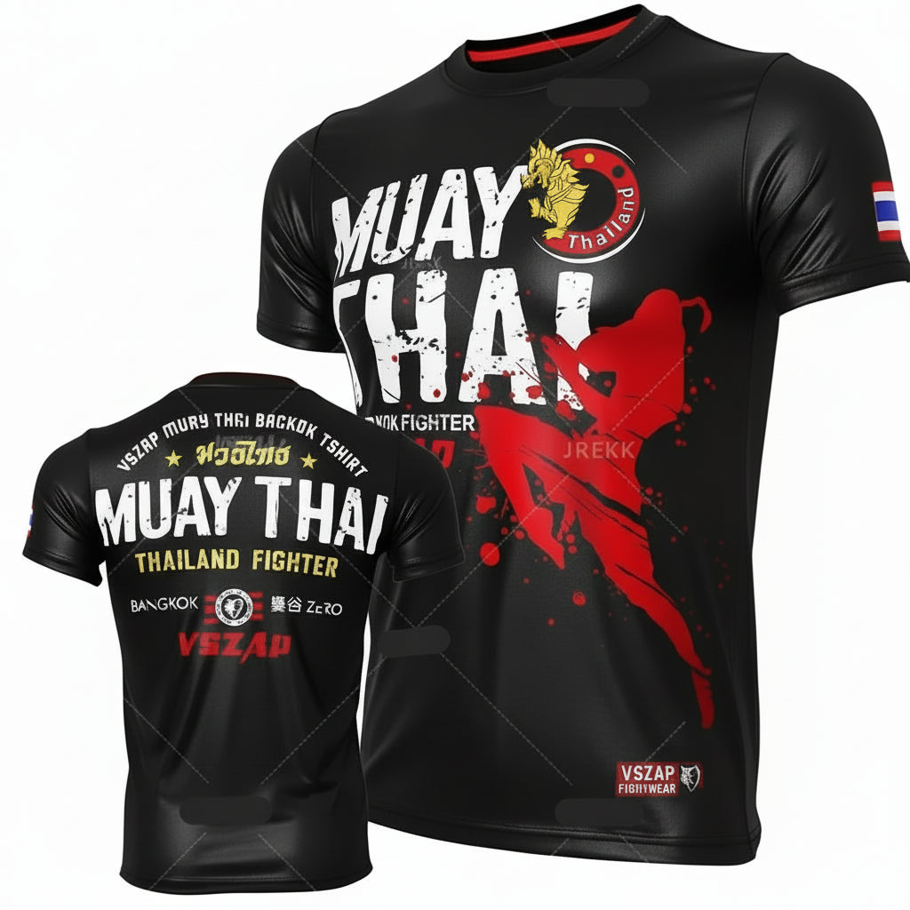 Fashion Muay Thai Sports T-Shirt | Lightweight, Breathable Fitness & Combat Training Tee - FitZone360