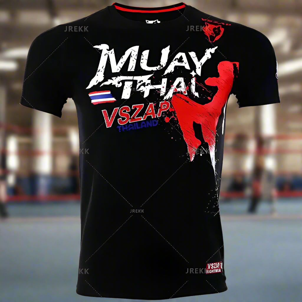Fashion Muay Thai Sports T-Shirt for Men – Lightweight, Breathable Fitness & Combat Training Tee - FitZone360