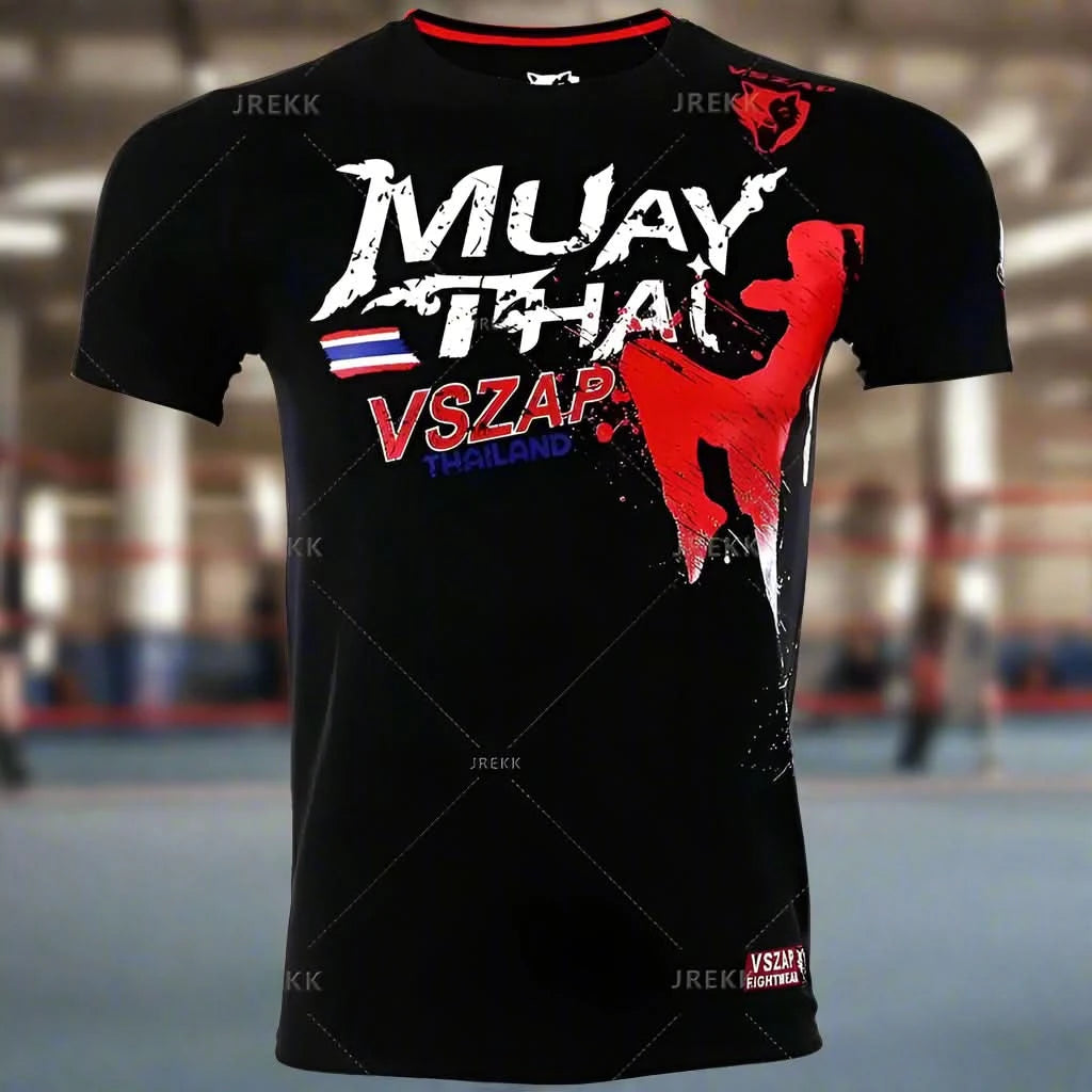 Fashion Muay Thai Sports T-Shirt | Lightweight, Breathable Fitness & Combat Training Tee - FitZone360