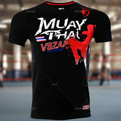 Fashion Muay Thai Sports T-Shirt for Men – Lightweight, Breathable Fitness & Combat Training Tee - FitZone360