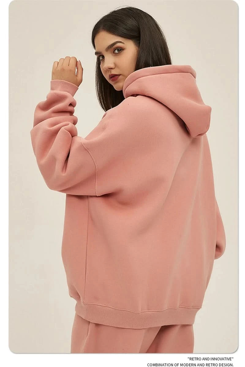 Fleece Hooded Sweatshirt | Unisex Oversized Winter Hoodie Pullover - FitZone360