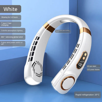 Mini Hanging Neck Fan | Portable USB Rechargeable Air Cooler with Digital Display - FitZone360