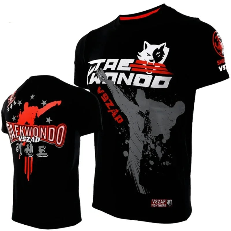 Fashion Muay Thai Sports T-Shirt for Men – Lightweight, Breathable Fitness & Combat Training Tee - FitZone360