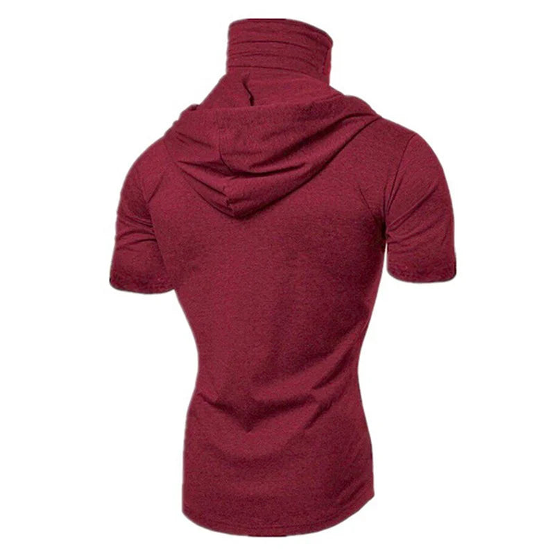 Men’s Gym Hoodie with Mask | Short Sleeve Workout Top - FitZone360