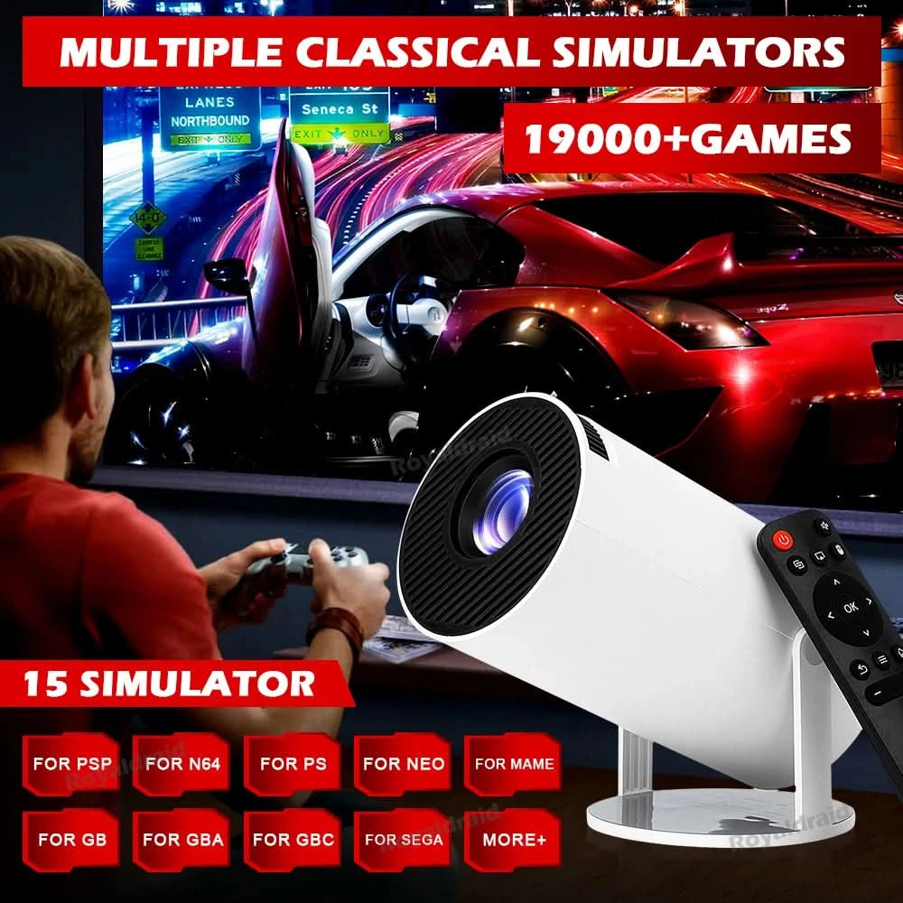 Android 11 P90 MAX Gaming Projector | 19,000+ Retro GAMES | TF Card Support | Wireless Gamepad | Dual WiFi | Portable Home Theater System - FitZone360