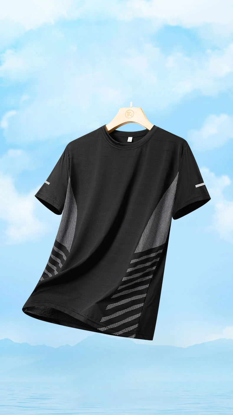 Men's Ice Silk Running T-Shirt | Quick-Dry, Breathable & Reflective Design - FitZone360