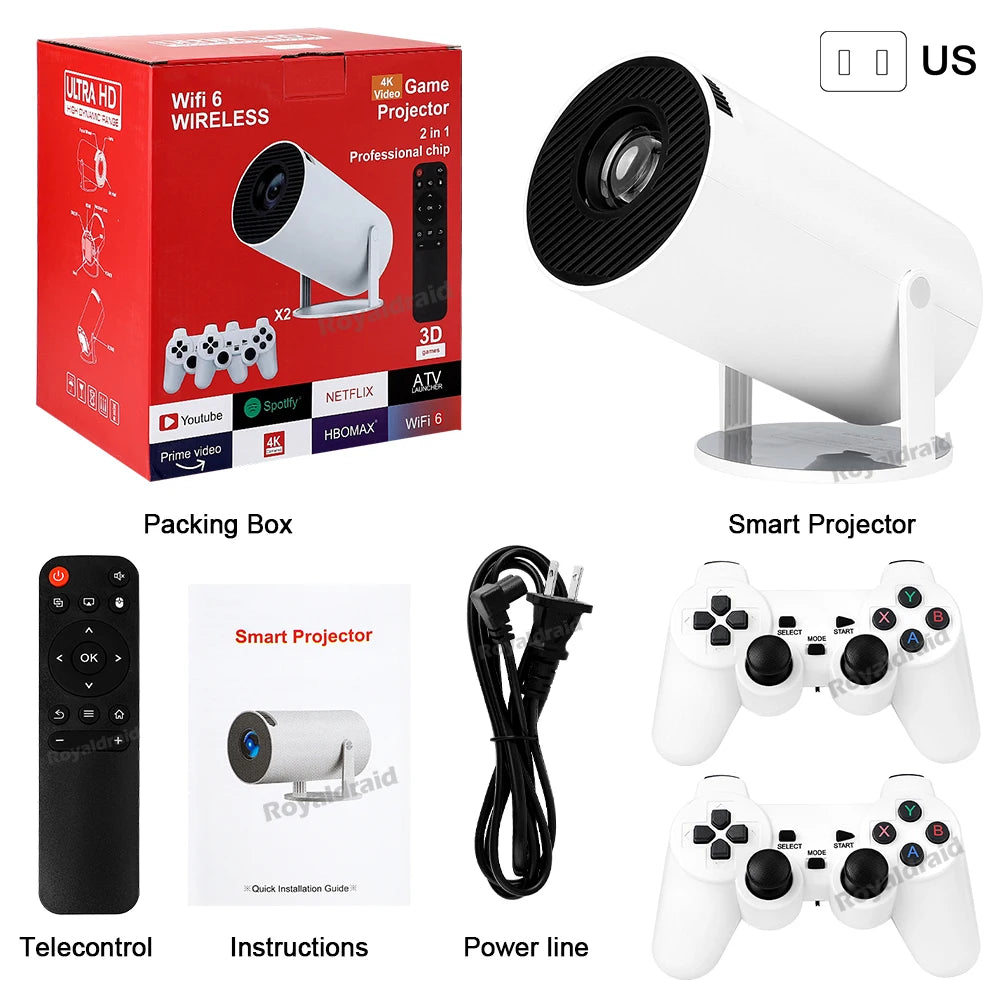 🔥 NEW Android 11 P90 MAX Gaming Projector | 19,000+ Retro Games | TF Card Support | Wireless Gamepad | Dual WiFi | Portable Home Theater System - FitZone360