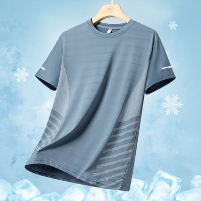 Men's Ice Silk Running T-Shirt | Quick-Dry, Breathable & Reflective Design - FitZone360