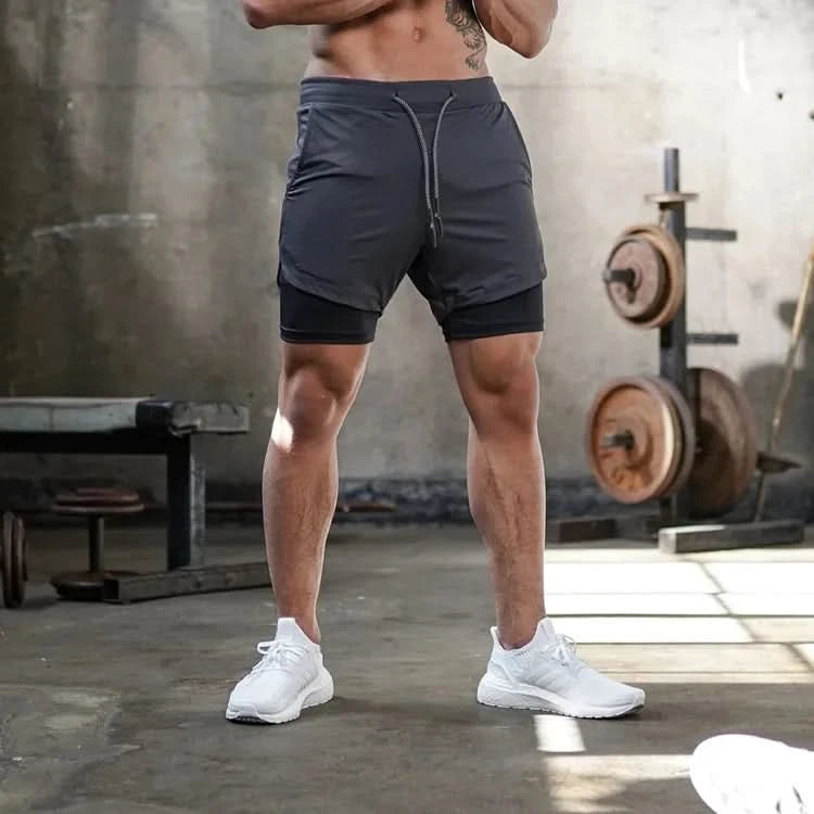 Men's 2-in-1 Camo Gym Running Shorts | Quick Dry, Summer Workout Activewear - FitZone360