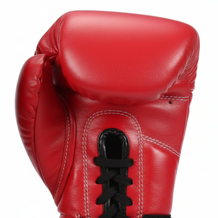 Red boxing gloves with Kuguan branding on a white background