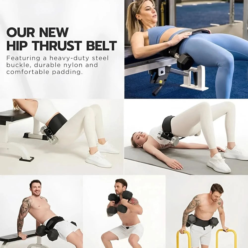 Hip Thrust Belt for Glute Workouts | Supports Dumbbells, Kettlebells & Plates | Home & Gym Fitness Accessory - FitZone360