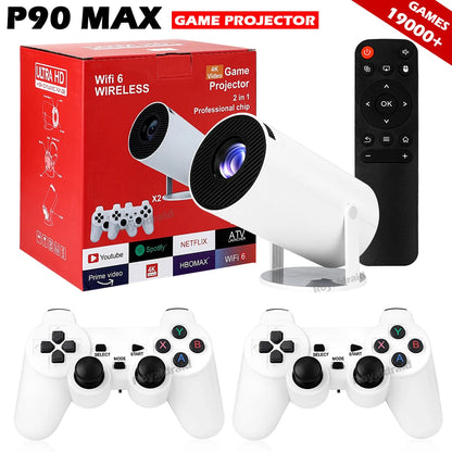 🔥 NEW Android 11 P90 MAX Gaming Projector | 19,000+ Retro Games | TF Card Support | Wireless Gamepad | Dual WiFi | Portable Home Theater System - FitZone360
