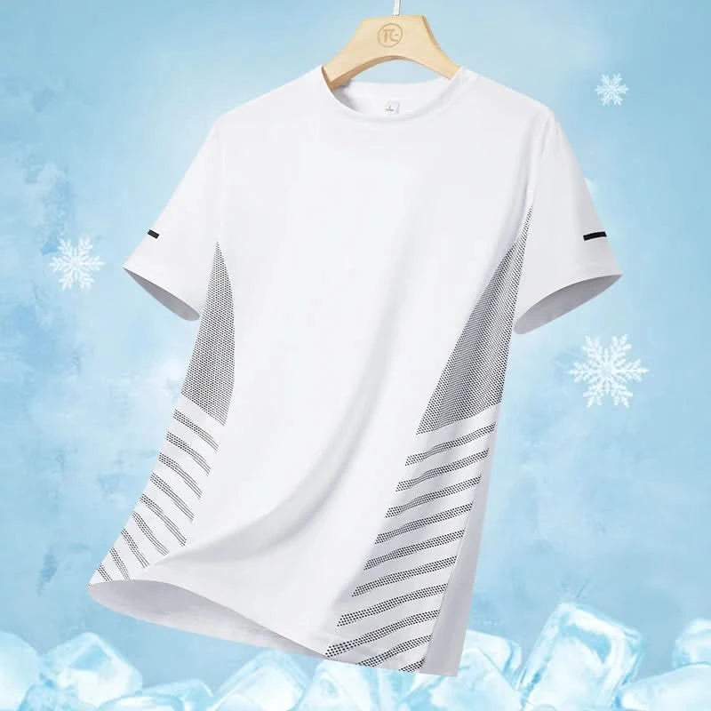 Men's Ice Silk Running T-Shirt | Quick-Dry, Breathable & Reflective Design - FitZone360