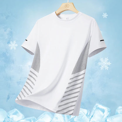 Men's Ice Silk Running T-Shirt | Quick-Dry, Breathable & Reflective Design - FitZone360