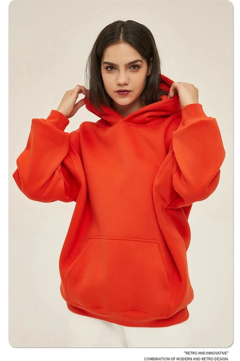 Fleece Hooded Sweatshirt | Unisex Oversized Winter Hoodie Pullover - FitZone360