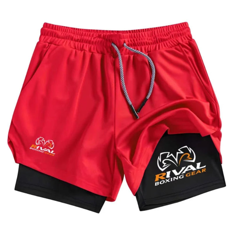 RIVAL 2-Layer Boxing Shorts with Compression Inner & Groin Cup Support