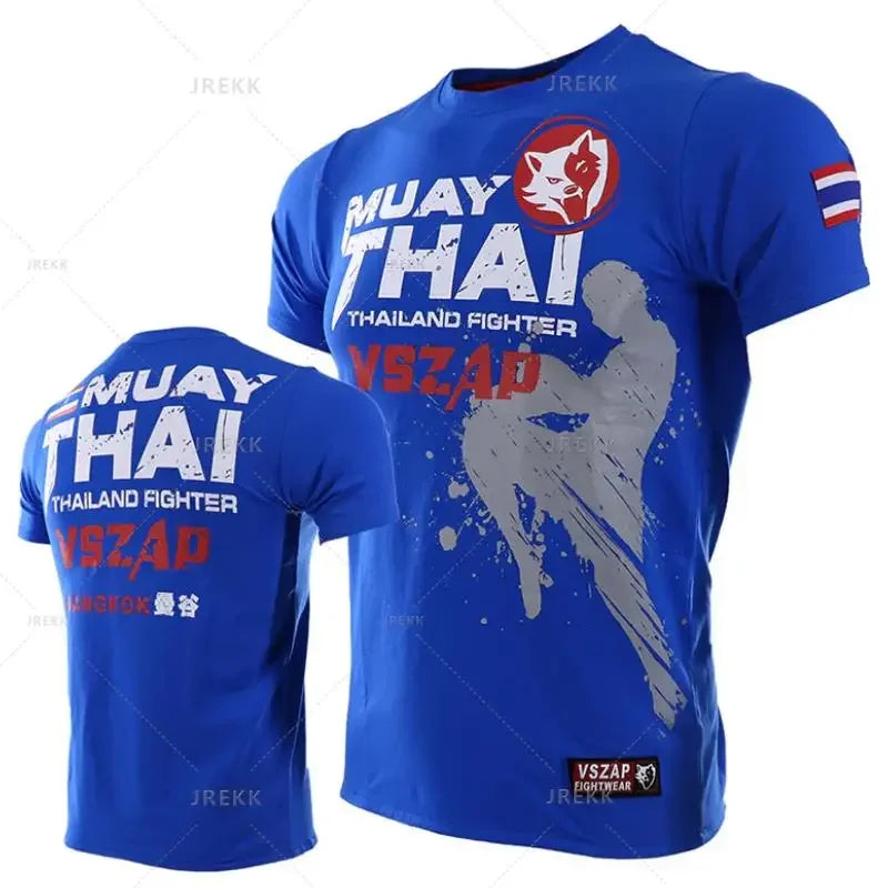 Fashion Muay Thai Sports T-Shirt for Men – Lightweight, Breathable Fitness & Combat Training Tee - FitZone360