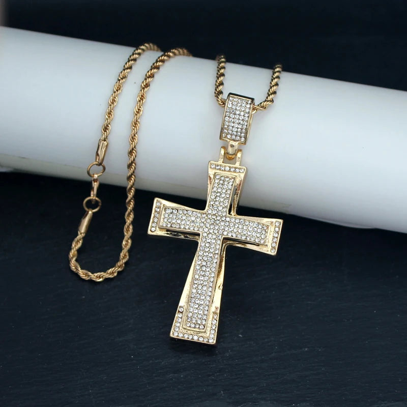 Luxe Cross Pendant | Gold Tone & Crystal - FitZone360