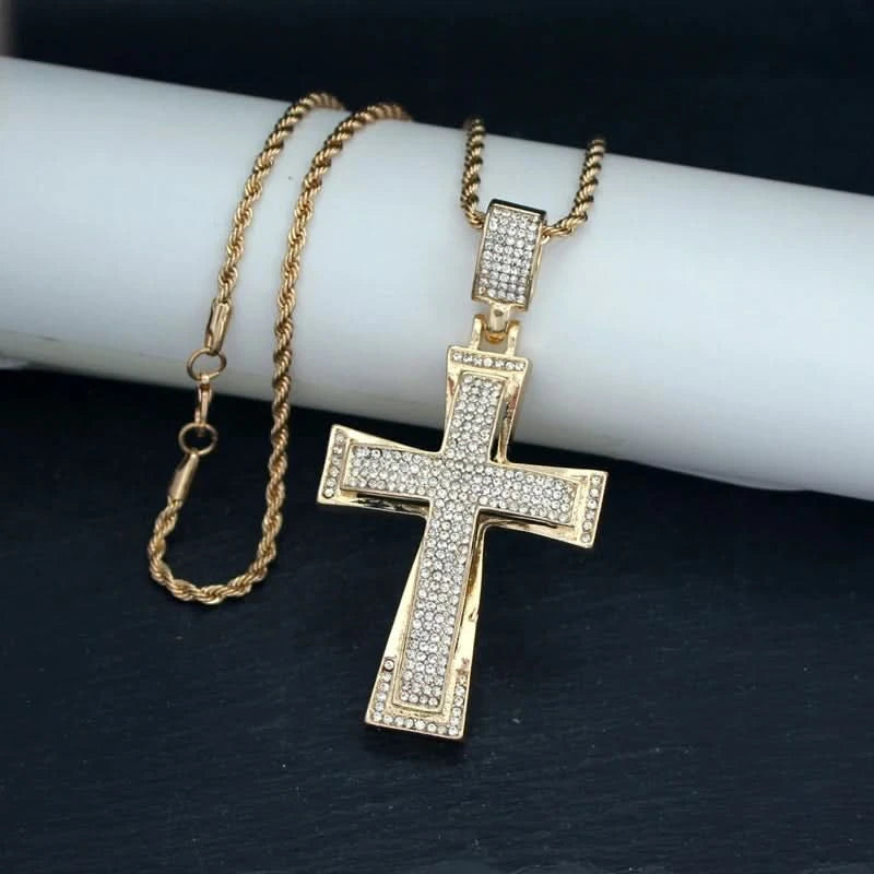 Luxe Cross Pendant | Gold Tone & Crystal - FitZone360