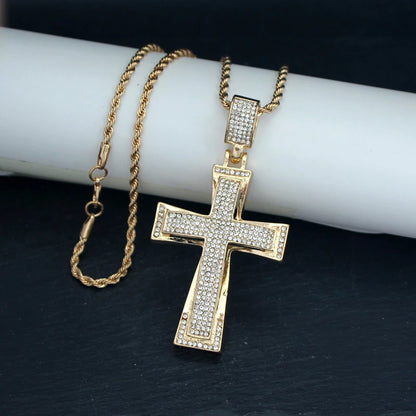 Luxe Cross Pendant | Gold Tone & Crystal - FitZone360
