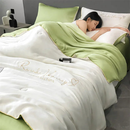 Air Conditioning Blanket | Premium Washable Ice Silk Summer Quilt Set