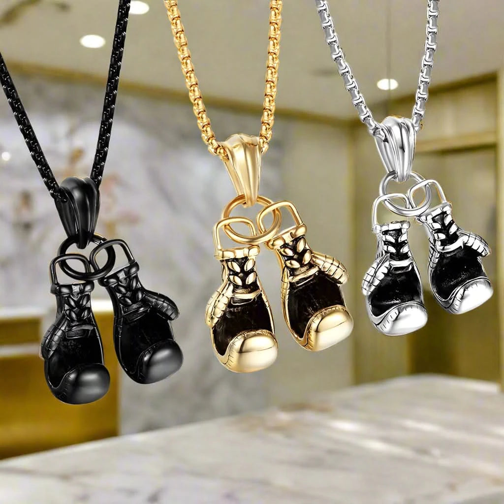 Vintage Boxing Gloves | Titanium Gold Plated Necklace - FitZone360