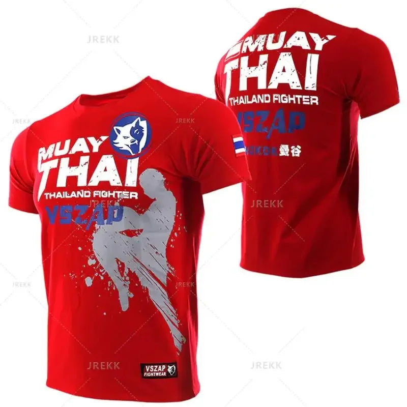 Fashion Muay Thai Sports T-Shirt for Men – Lightweight, Breathable Fitness & Combat Training Tee - FitZone360