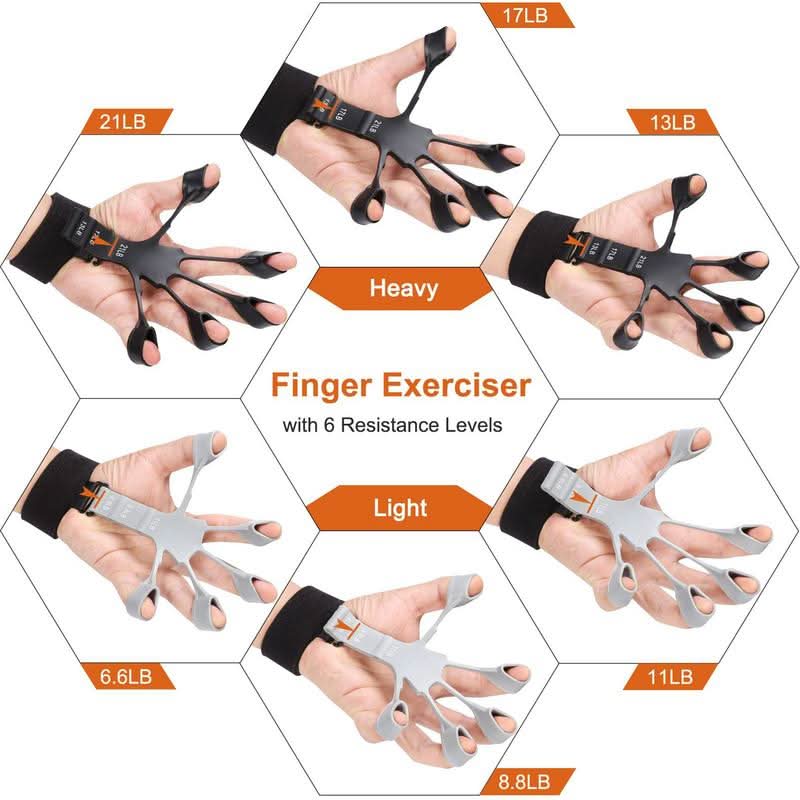 Adjustable Finger Gripper | 6 Resistance Levels | Hand & Grip Strength Trainer - FitZone360