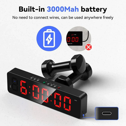 LED Digital Boxing Timer | Round Interval Workout Clock for Boxing. MMA, Muay Thai, and Martial Arts - FitZone360