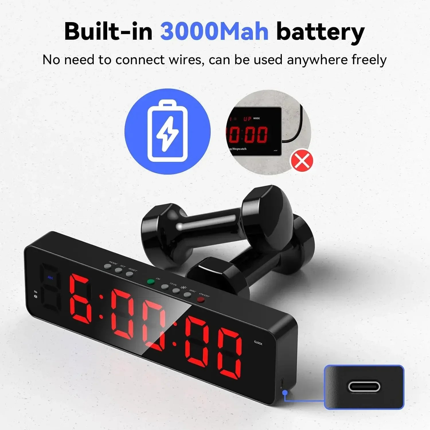 LED Digital Boxing Timer | Round Interval Workout Clock for Boxing. MMA, Muay Thai, and Martial Arts - FitZone360