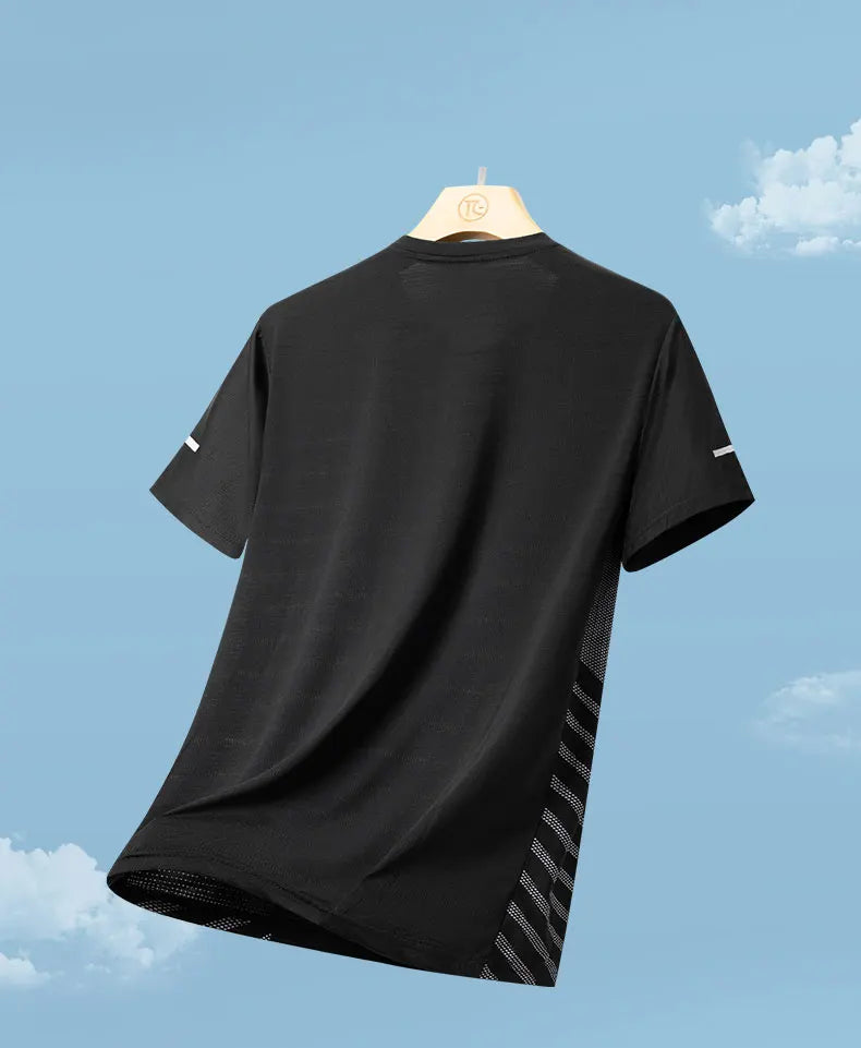Men's Ice Silk Running T-Shirt | Quick-Dry, Breathable & Reflective Design - FitZone360