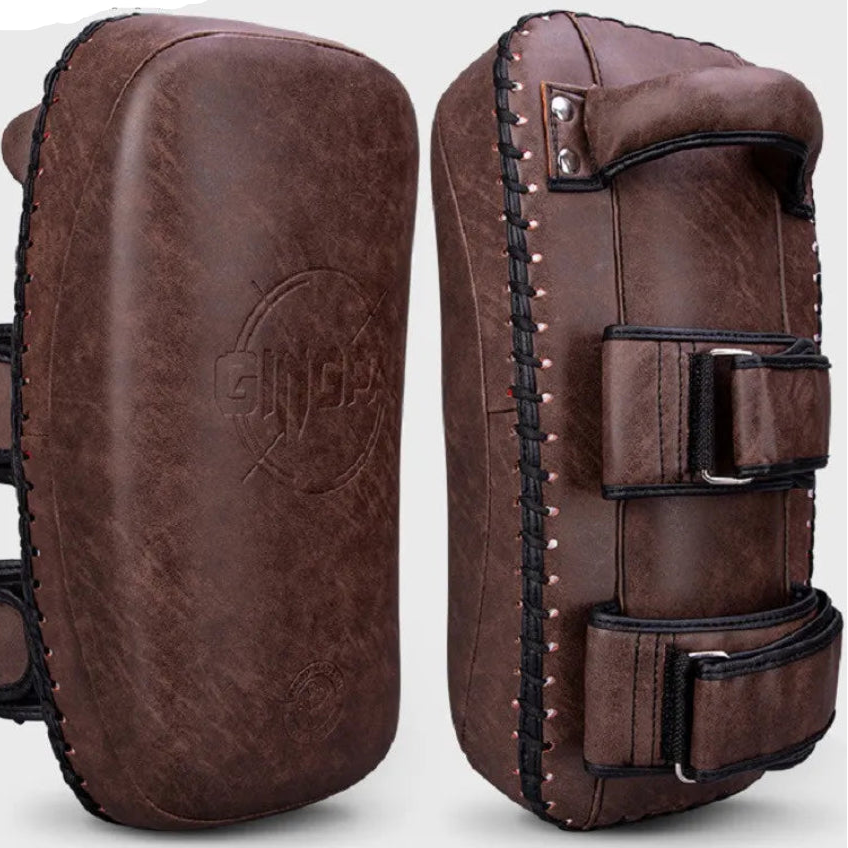 Vintage Brown Muay Thai Kick Pads | Thai Pads for MMA, Kickboxing & Striking - FitZone360