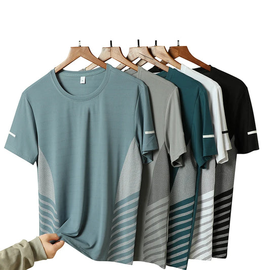 Men's Ice Silk Running T-Shirt | Quick-Dry, Breathable & Reflective Design - FitZone360