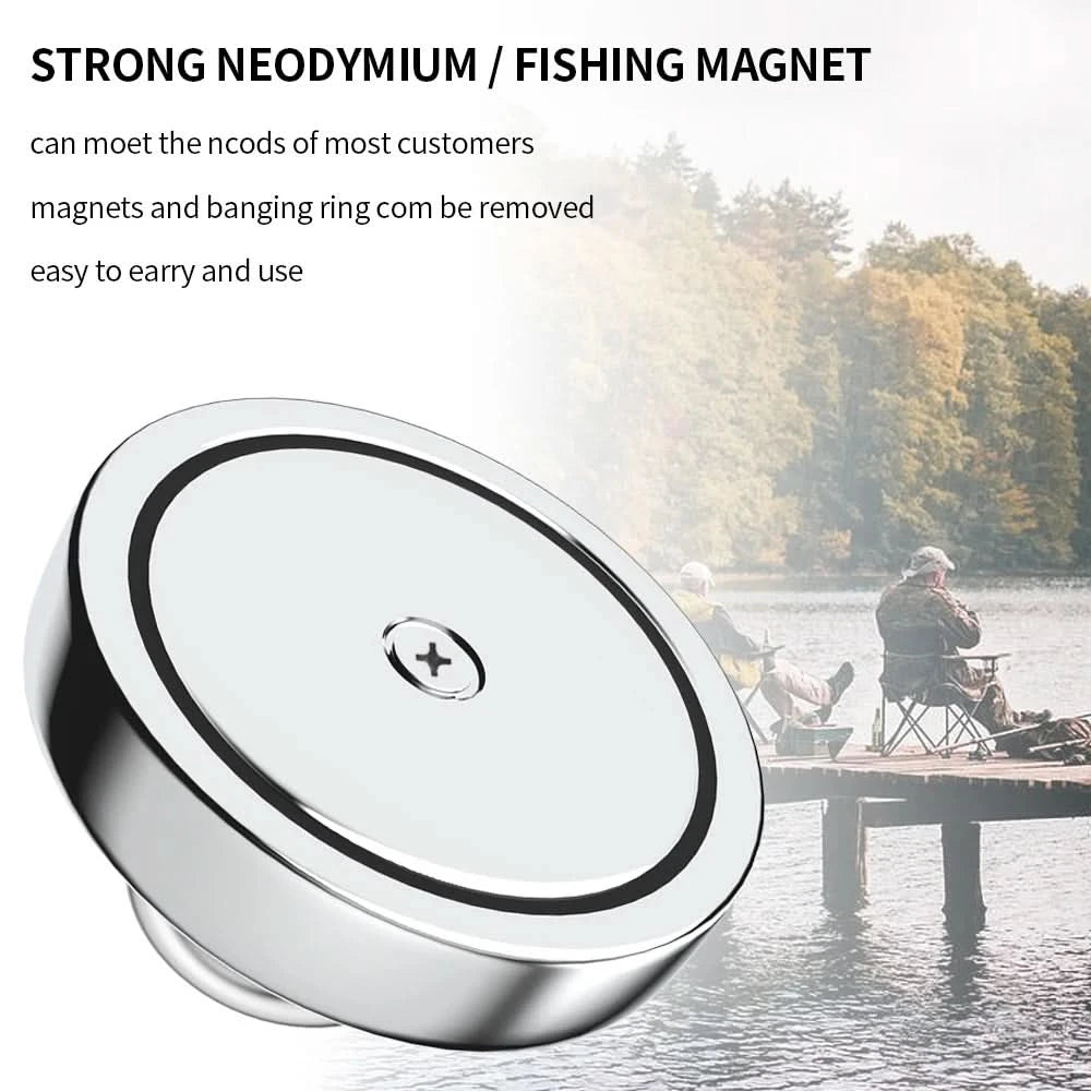 Heavy-Duty Neodymium Salvage Magnet | Strong Fishing Magnet with Ring Eyebolt for Deep Sea Treasure Fishing - FitZone360