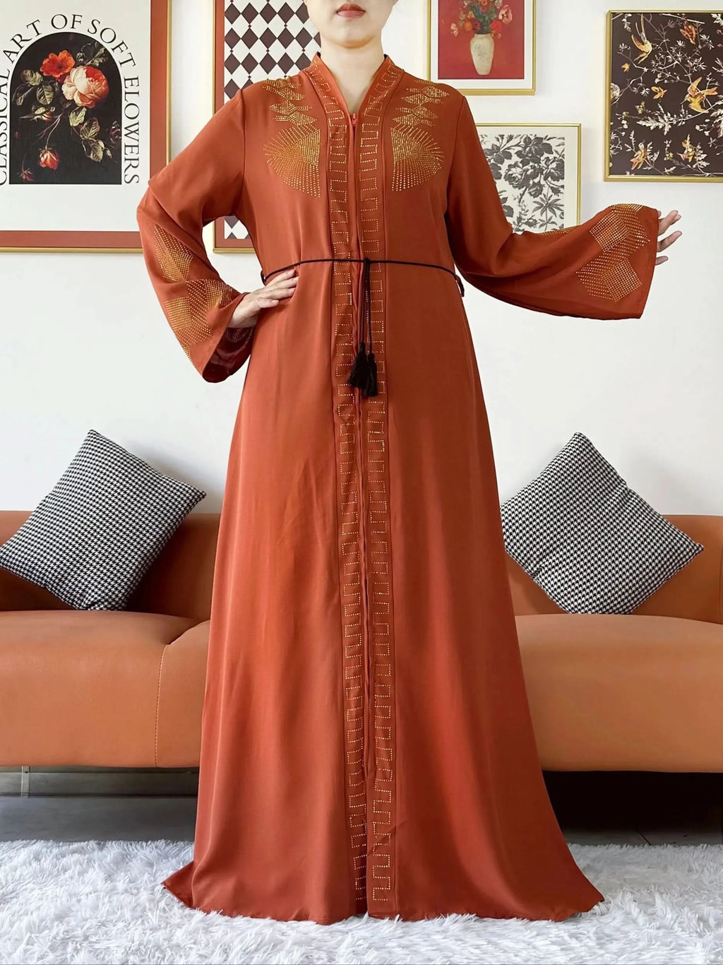 Elegant Chiffon Open Abaya with Zipper | Modest Muslim Women's Dress - FitZone360