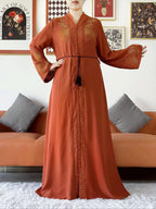 Elegant Chiffon Open Abaya with Zipper | Modest Muslim Women's Dress - FitZone360