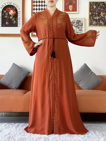 Elegant Chiffon Open Abaya with Zipper | Modest Muslim Women's Dress - FitZone360