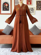 Elegant Chiffon Open Abaya with Zipper | Modest Muslim Women's Dress - FitZone360