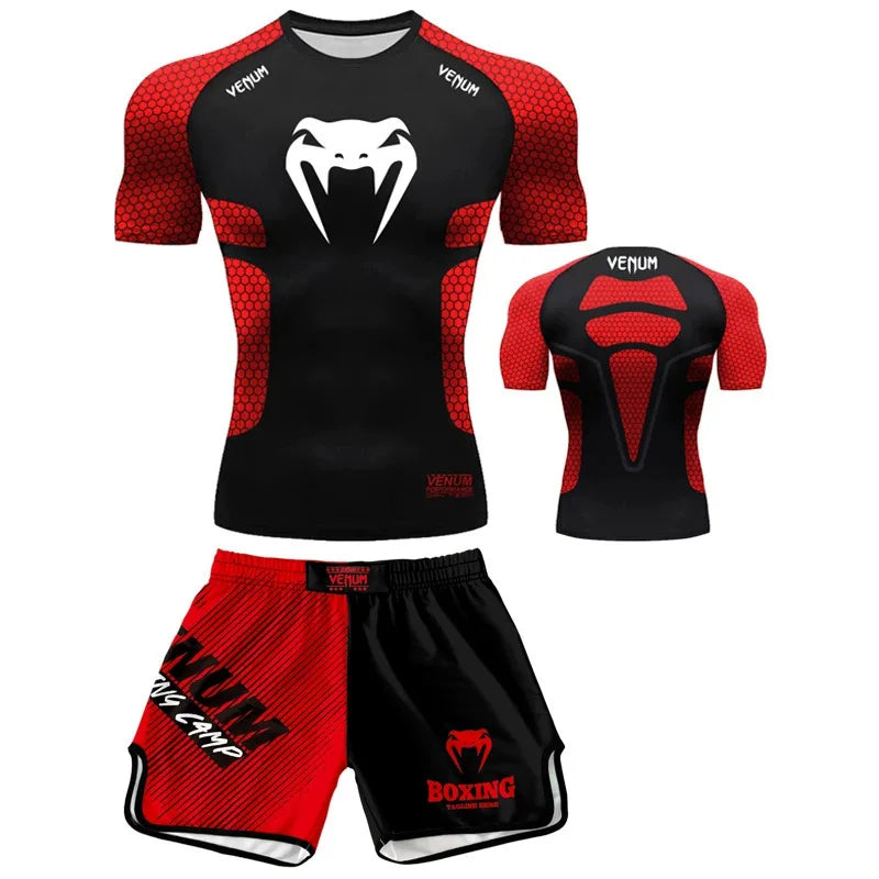 MMA Boxing Muay Thai Shirt & Shorts Set | Quick-Dry Breathable Training Outfit