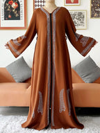 Elegant Chiffon Open Abaya with Zipper | Modest Muslim Women's Dress - FitZone360