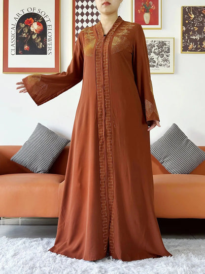 Elegant Chiffon Open Abaya with Zipper | Modest Muslim Women's Dress - FitZone360