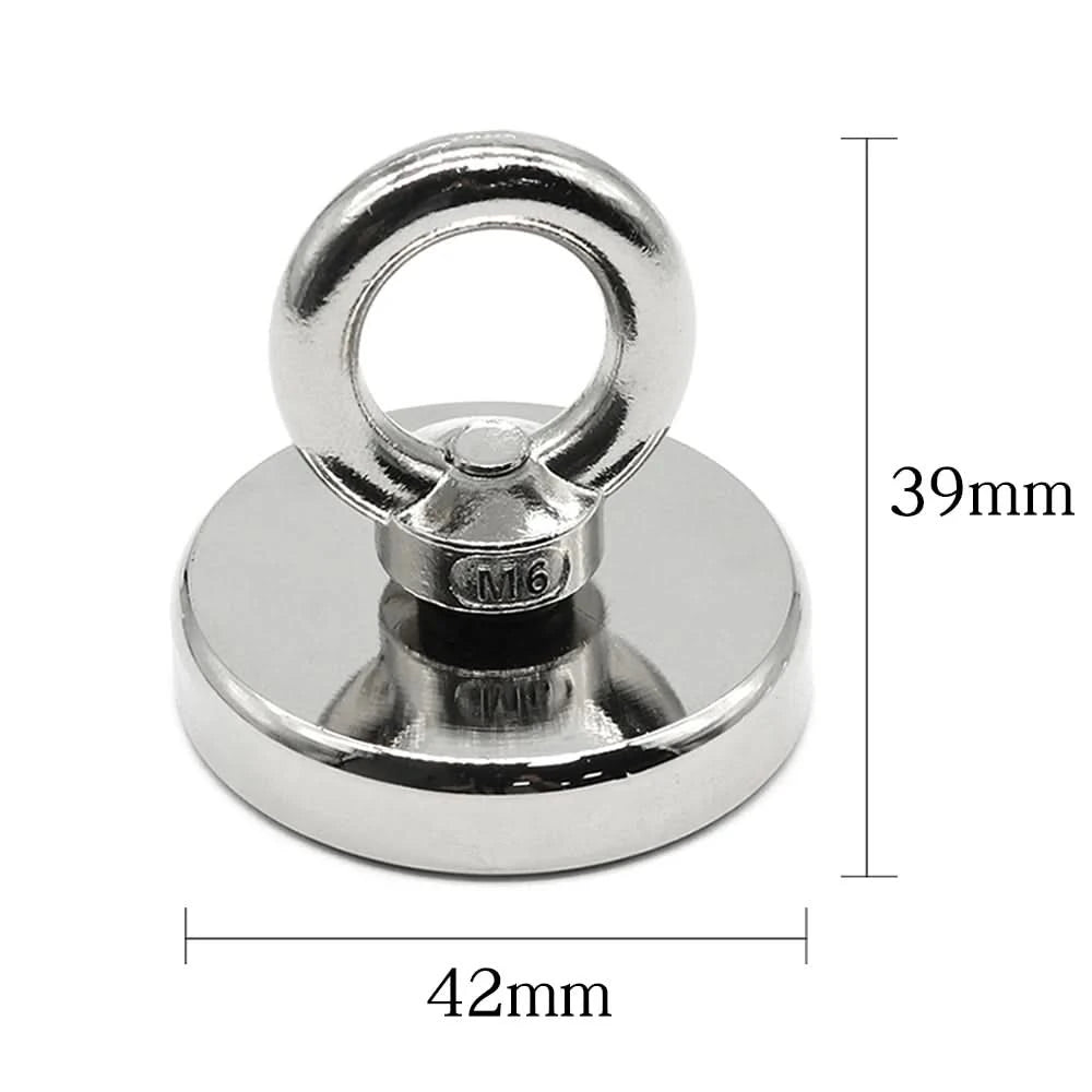 Heavy-Duty Neodymium Salvage Magnet | Strong Fishing Magnet with Ring Eyebolt for Deep Sea Treasure Fishing - FitZone360