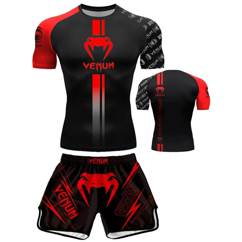 MMA Boxing Muay Thai Shirt & Shorts Set | Quick-Dry Breathable Training Outfit