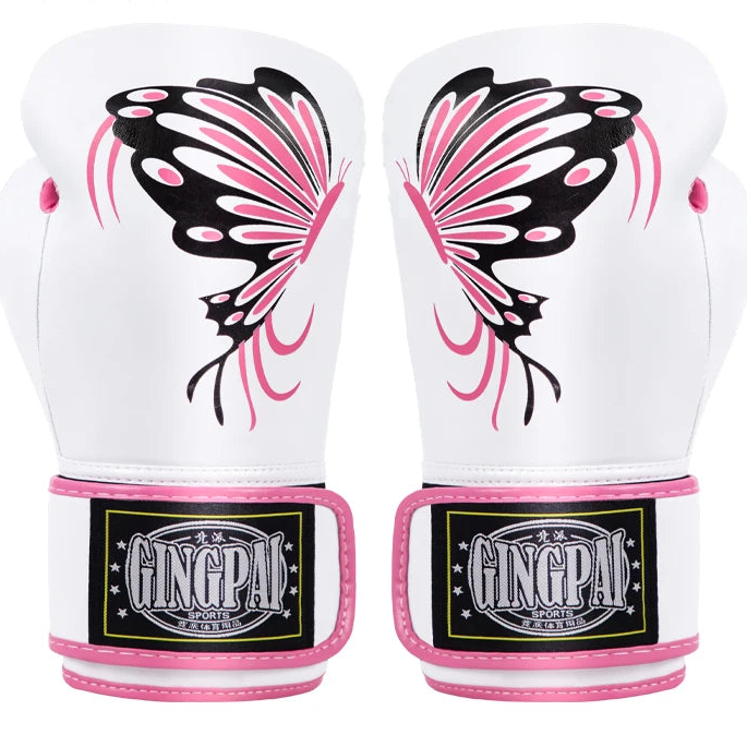 Pink & White Butterfly Boxing Gloves | Premium Muay Thai, Kickboxing & Boxing Gloves - FitZone360