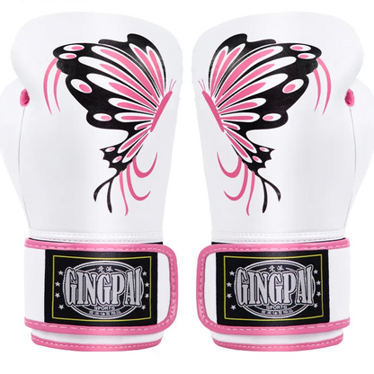 Pink & White Butterfly Boxing Gloves | Premium Muay Thai, Kickboxing & Boxing Gloves - FitZone360