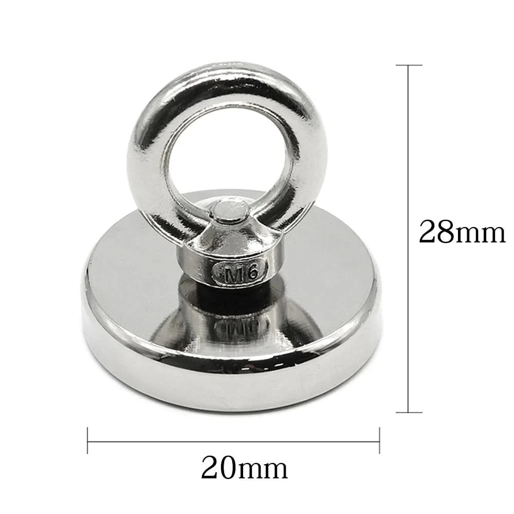 Heavy-Duty Neodymium Salvage Magnet | Strong Fishing Magnet with Ring Eyebolt for Deep Sea Treasure Fishing - FitZone360